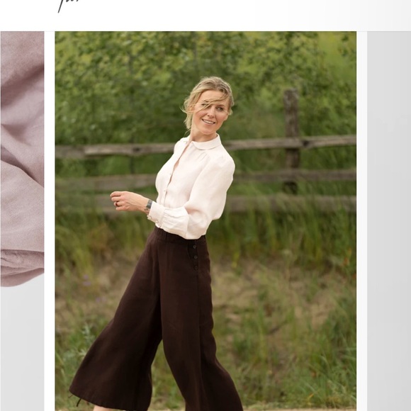 Black Herringbone Charlotte Linen Trousersrs - Picture 5 of 5